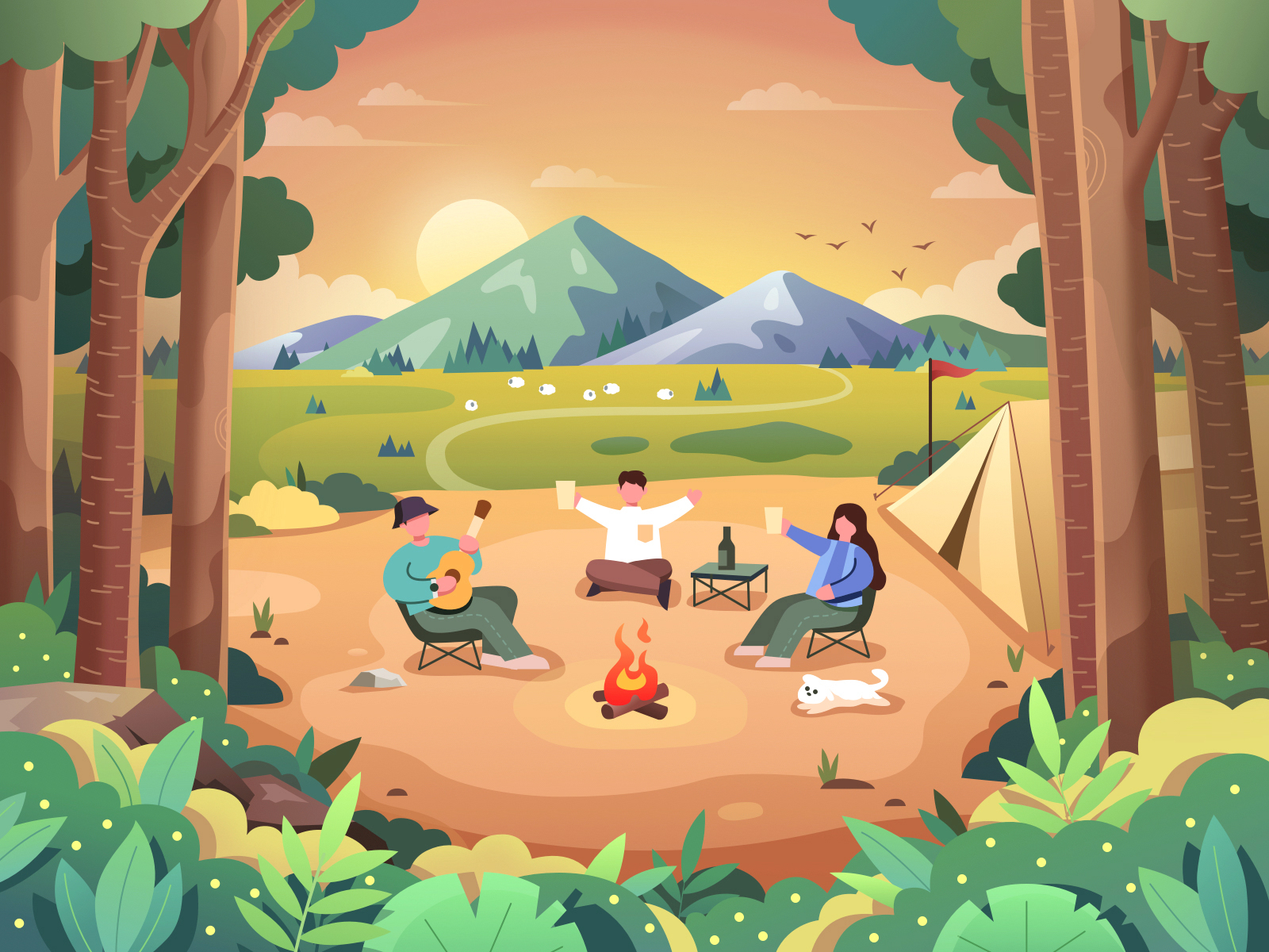 camping-with-friends-by-on-dribbble