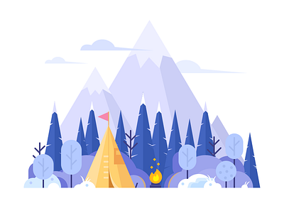 Nature-Winter camping illustration nature ps tent tree ui winter