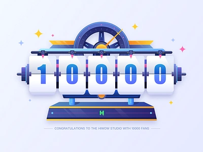 Clock - 10000 followers! 10000 bule clock fans follower illustrations thank ui