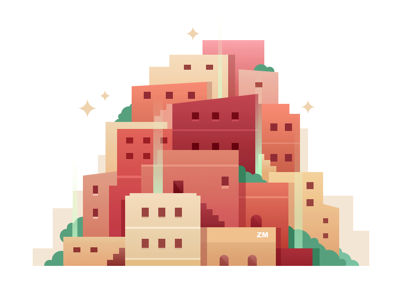 Seashore town city town,sea,tree night hiwow illustrations stars architecture ui house