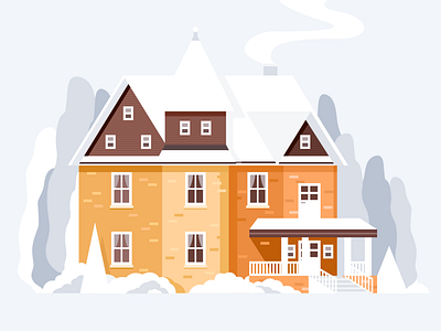 Winter House hiwow house illustrations winter yellow 树
