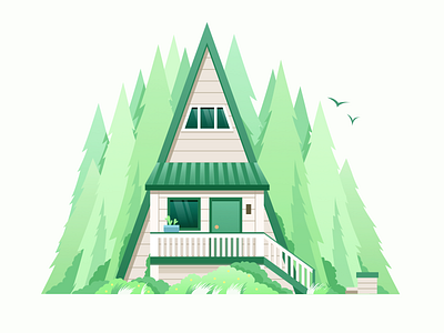 Forest house bird forest hiwow house illustrations nature tree