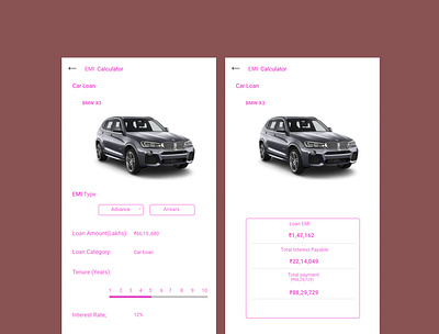 Daily UI Day 36, EMI Calculator app design ui ux