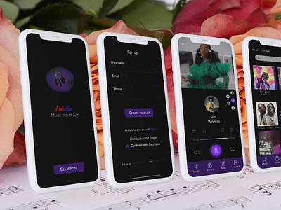 Music player app app design logo ui ux vector