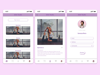 app-pilates app design ui ux