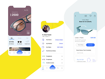 Online shop for sunglass| e-Commerce App android app design detail view gallery home i os ios mobile app product design profile ui ux
