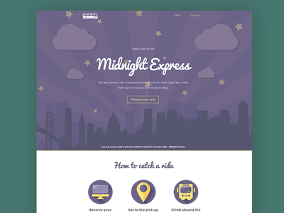 Midnight Express Website Design flat flat design icon iconography minimalistic purple