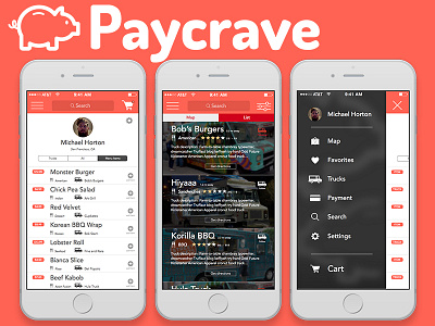 Paycrave Foodtruck Finder App Design
