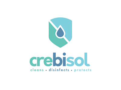 Crebisol Logo cleaning disinfects drop graphic design logo product protects shield