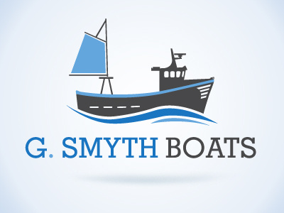 G. Smyth Boats Logo blue boat fishing logo wave