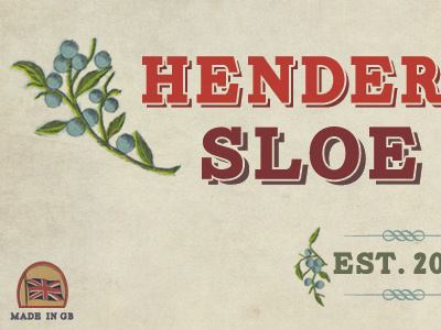 Henderson's Sloe Gin berry old red typography vintage