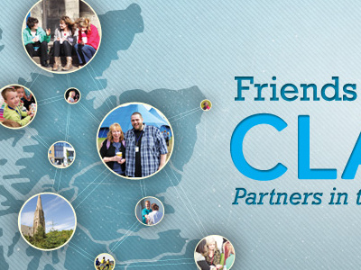 CLAN Web Banner blue circles david henderson design scotland stripes