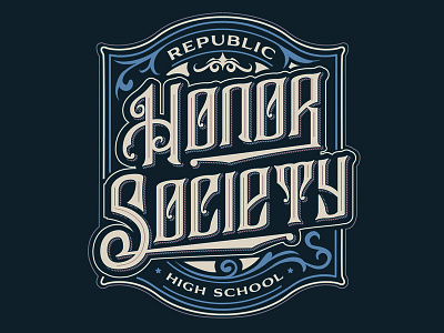 Honor Society T-Shirt design badge blackletter classic custom emblem hadmade font label lettering logotype ornament t shirt design vintage
