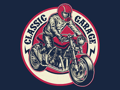 Classic Garage apparel badge bikers cafe racer chooper classic emblem motorcycle retro t shirt vintage