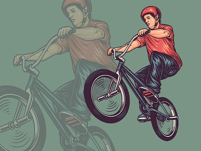Bmx Freestyle bmx bycycle danger extreme freestyle game helmet illustration sport standing