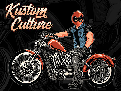 Kustom Culture Chopper Biker aoutomitive biker chopper classic garage independent motorcyle old skull poster rebel