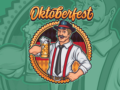 Oktoberfest Bavarian Gentelmen bavarian beer character cheers culture illustration logo mascot oktoberfest vintage western