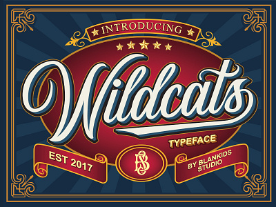 Wildcats Typeface blankids classic font logotype oldstyle retro script signage tattoo typeface typography vintage