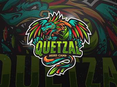 Quetzal angry character dragon esport full color illustration logo quetzal quetzalcoatl snake sport vector