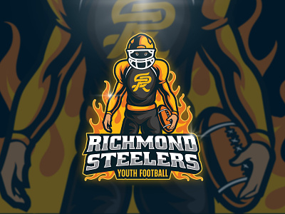 Richmond Steelers Football Logo character esport fire flame football illustration logo sport sport branding sport design team