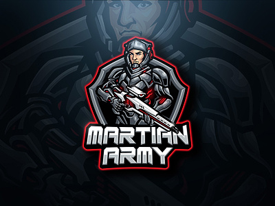 Martian Army Esport Logo armor army costume esport gaming gun robot sci-fi shield sport war warrior