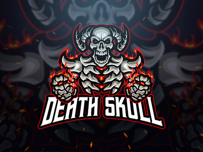Dead Skull angry dota esport fire flame game gamer gaming grim grim reaper hell killer logo template pubg red skeleton skull sport logo twitch