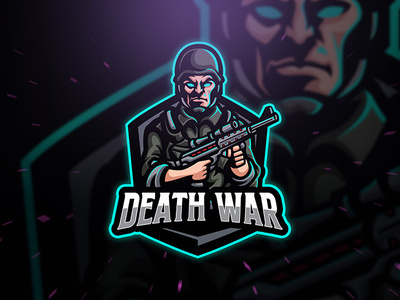 Death War army badge character death dota emblem esport fortnite game gaming gamer gun helmet jacket killer pubg revolver shoulder sport logo war