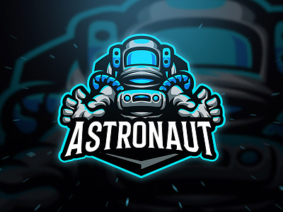 Astronaut Logo Template astronaut blue character costume esport galaxy game gamer gamers gaming illustration logo planet space sport