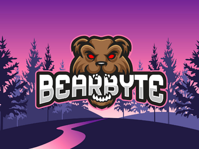 Bearbyte Logo angry bear character commission design faming game gamer head mascot project vector