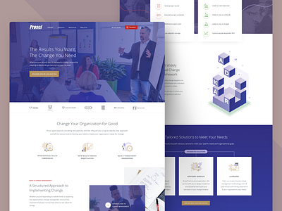 Prosci Homepage Redesign change management corporate design landing page purple trainings web design website