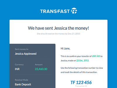 Transfast Email Receipt email receipt ui
