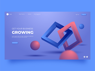 Geometric Landing Page branding design flat graphic design minimal ui vector web website