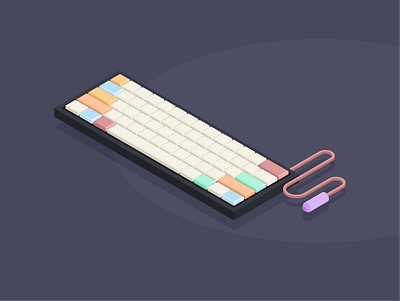 Mechanical Keyboard Isometric design flat illustration minimal vector