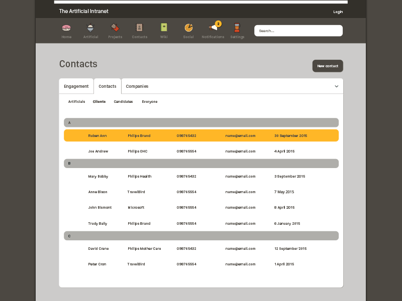 Exploring the sweetness on The Artificial Intranet intranet tool roundness color icons ui theartificial theart