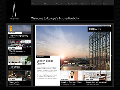 The Shard LBQ News black clean design digital gallery grid news webdesign white