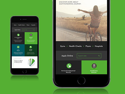 Nuffield Health Mobile app black design green interface mobile responsive ui user interface web design