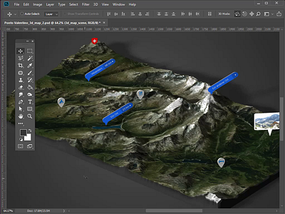 3D map with map icons - Photoshop 3d extension generator icons map photoshop plugin ui
