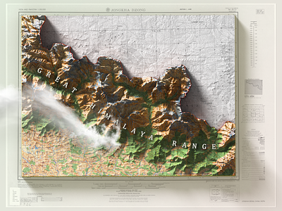 Himalayan range - Tibet - 3D Photoshop Render - 3d 3d map generator china extension generator heightmap himalaya illustration map panel photoshop plugin tibet