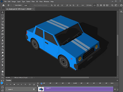 Photoshop - Low-Poly 3D Car - Turntable 3d animation blue car design lowpoly photoshop rotation shadow timeline turntable