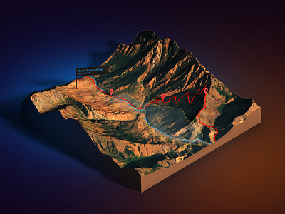 Somewhere in Nepal - Photoshop 3D map render 3d generator map nepal photoshop plugin render route