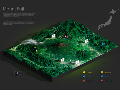 Mount Fuji - 3D Map - Test Render 3d 3d map generator generator heightmap illustration infographic japan map mountains photoshop plugin vulcano