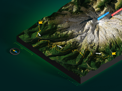 Mount Rainier  - GPX track 3D Map - Photoshop Render