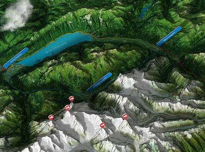 Grindelwald 2 - Photoshop 3D Map Render 3d 3d map generator eiger extension gps grindelwald heightmap hiking infographic map mountainbike mountains photoshop plugin route swiss track