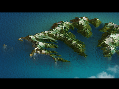 Island - Photoshop water body material test 3d 3d map 3d map generator extension heightmap hills illustration isle map mountains ocean photoshop water