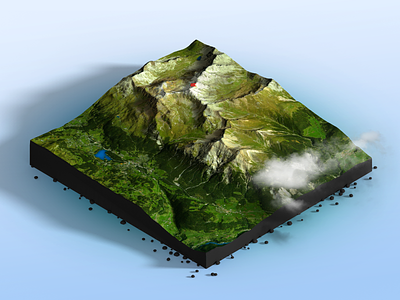 Alps - Photoshop 3D Map Render 3d 3d map generator clouds gravel heightmap map photoshop rubble
