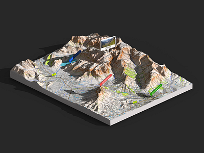 Stellenbosch - 3d map render Photoshop