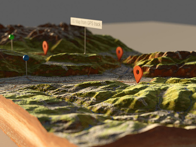Depth of Fields - 3D Map 3d map blender cycles marker pin render