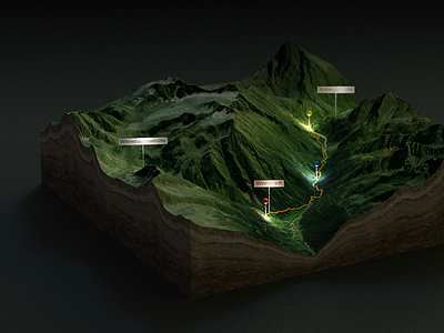 Winnebach - GPX Track - 3D Map - Blender - Render II