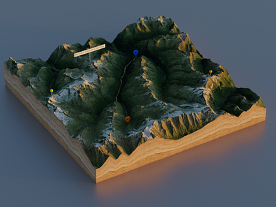 HDRI - Test Render III - 3D Map from a GPX Track