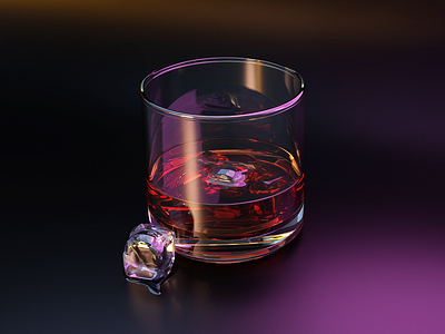 On the Rocks blender glass ice photoshop render wiskey